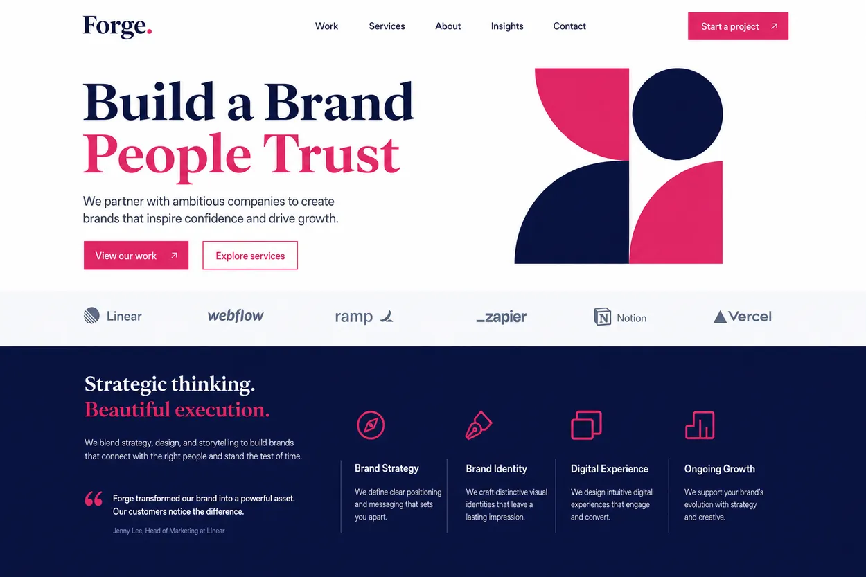 Brand agency website after polish