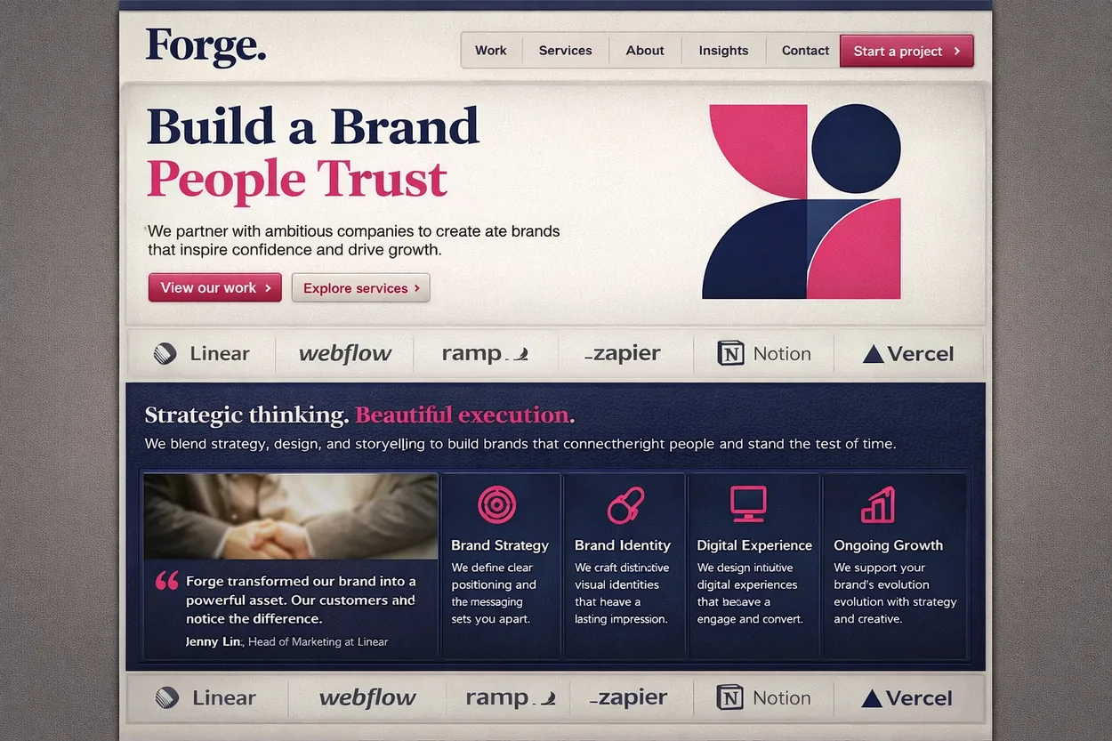 Brand agency website before polish