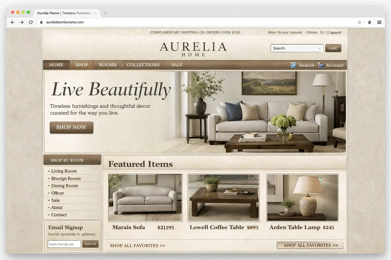 Harmony Home website before polish