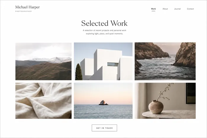 Polished portfolio website: Selected Work